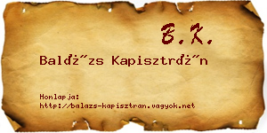 Balázs Kapisztrán névjegykártya