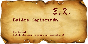 Balázs Kapisztrán névjegykártya