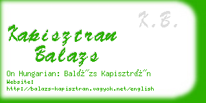 kapisztran balazs business card